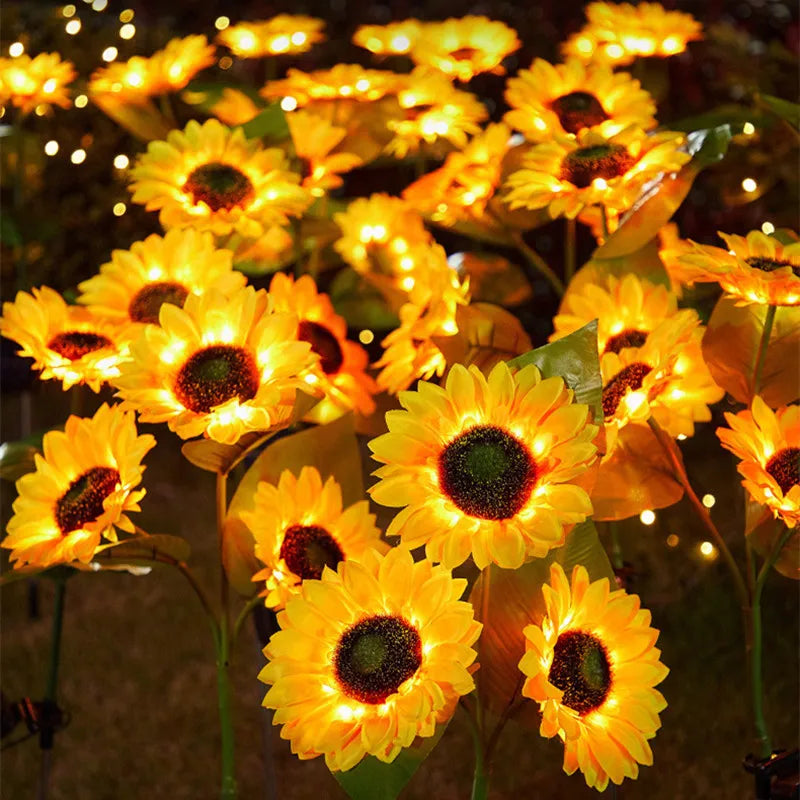 Luces LED Solares de Girasol Decorativas para Jardín – Flores con Iluminación Solar Exterior
