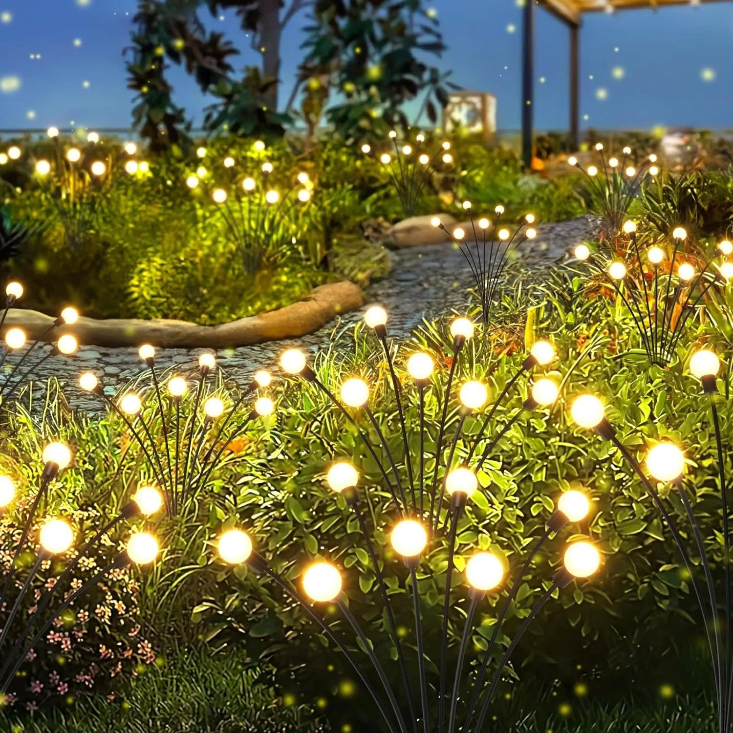 Luces LED Solares para Jardín con Estilo de Luciérnagas - Resistente al Agua y Energía Solar (6/8/10 LEDs)