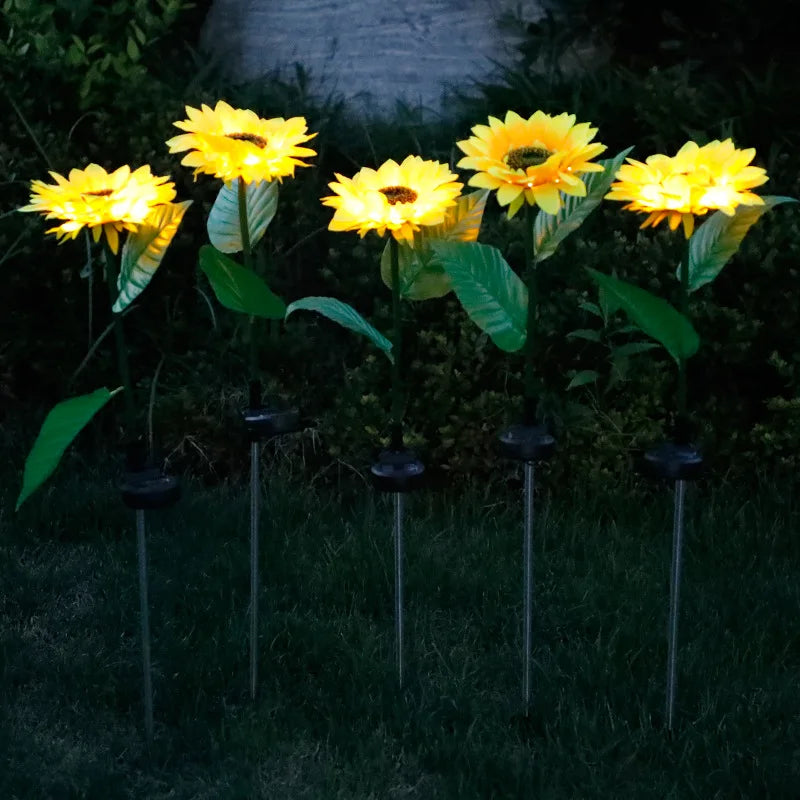 Luces LED Solares de Girasol Decorativas para Jardín – Flores con Iluminación Solar Exterior
