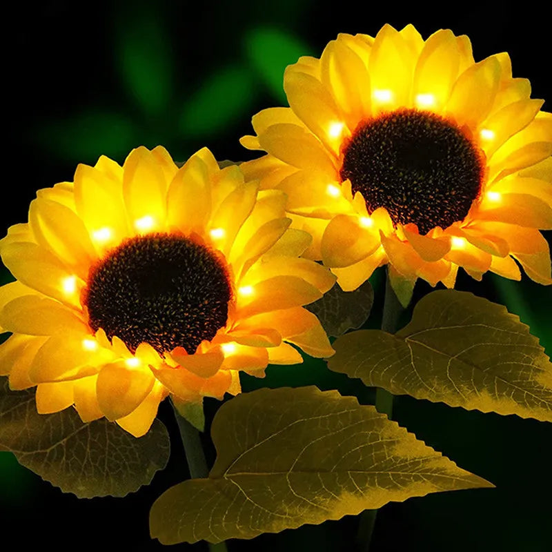 Luces LED Solares de Girasol Decorativas para Jardín – Flores con Iluminación Solar Exterior