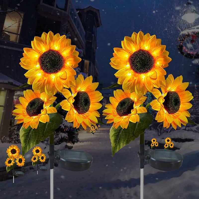 Luces LED Solares de Girasol Decorativas para Jardín – Flores con Iluminación Solar Exterior