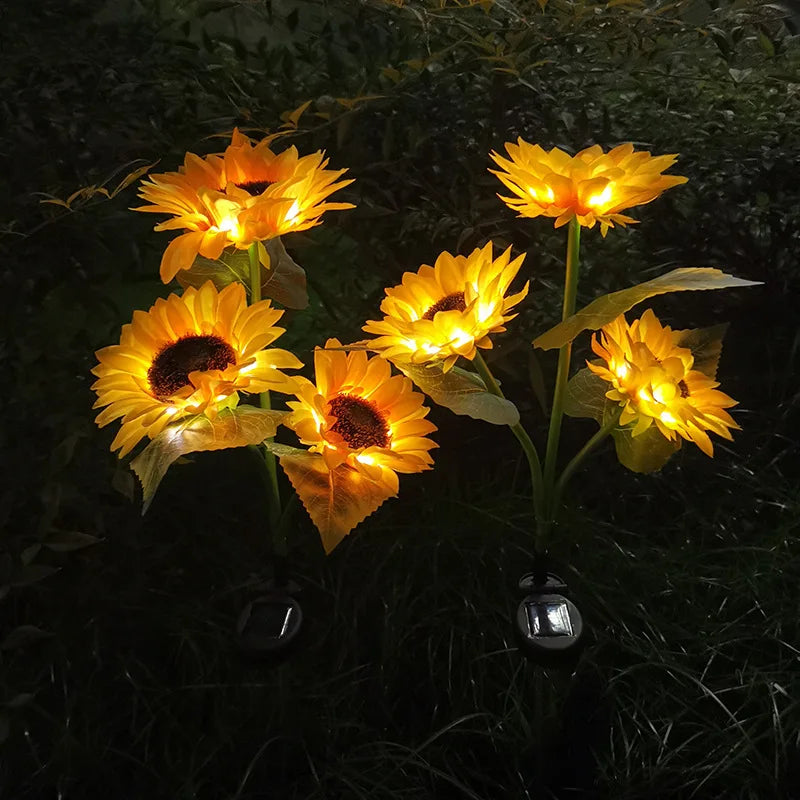 Luces LED Solares de Girasol Decorativas para Jardín – Flores con Iluminación Solar Exterior